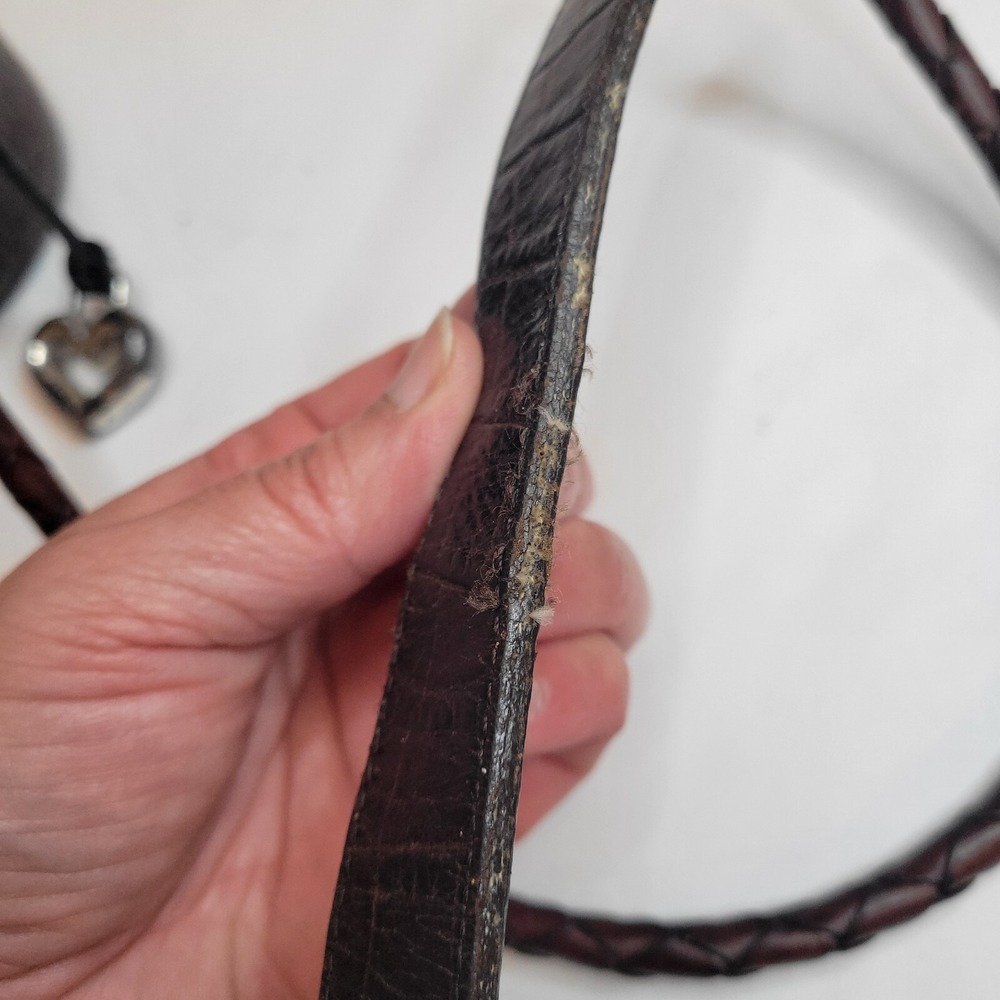 VTG Brighton Classic Brown Black Moc Crocodile Leather Shoulder Bag Crossbody - Picture 13 of 16